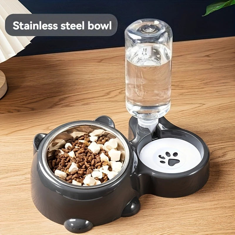 Automatic Pet Feeder and Water Dispenser, Integrated Feeding System for Cats and Dogs,No Battery or Power Needed, slanted mouth