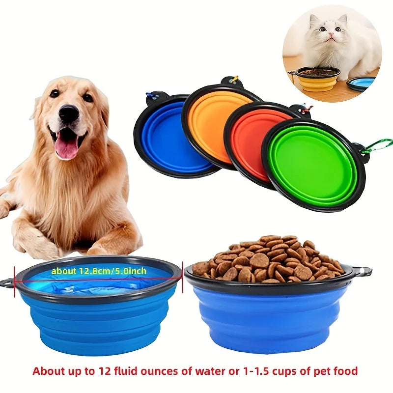 Portable Pet Food Bowl  Durable TPR Bowl  Cat and Dog Food Pet Silicone Collapsible Bowl Portable Travel Outdoor Water Food Bowl